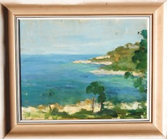 Adriai sziklás tengerpart - olaj-vászon festmény