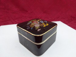 Japán fekete porcelán  ékszertartó, mérete 8 x 8 x 5 cm. 