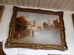 Mesterházy Dénes.( 1900-1949) festmény olaj vászon. Kelet város utca része.