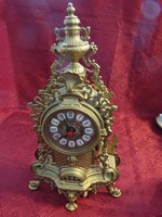 Bronz kandalló óra, kvarcóra szerkezettel, magassága 42 cm. Vanneki!