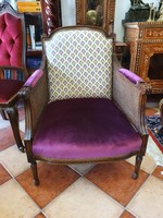 Rattan hálós restaurált francia barokk fotel
