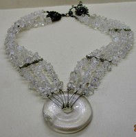 Wonderful handmade real large rock crystal necklace 80g
