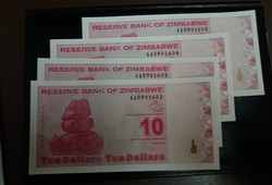 Zimbabwe 10 Dollár 2009 Unc.