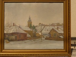 Eladó Bánovszky Miklós: Szentendre című olajvászon, Képcsarnokos festménye