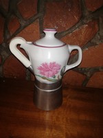 Hollóházi porcelán virágos kávéfőző, nosztalgia darab, paraszti dekoráció
