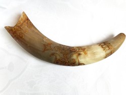 Old engraved horn, horn