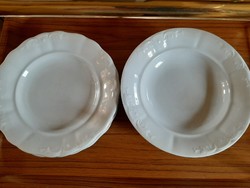 Zsolnay indás fehér lapos és leveses tányérok 4-4 db