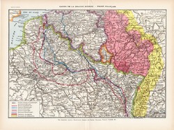A Nagy háború térképe 1923, francia, 19 x 29 cm, lexikon, eredeti, I. világháború, francia front