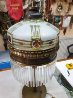 Régi felújított üvegpálcás réz asztali lámpa 