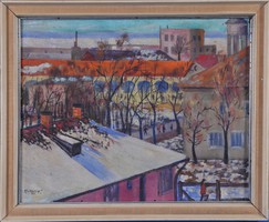 Attributed to Tibor Duray (1912-1988): city skyline