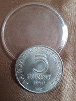 5 forint Petőfi Sándor nagy 12 gramm .500 ezüst 1948 Táncsics sor 3. tagja szép hibátlan érme