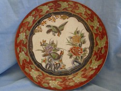 Antik kínai tányér, Famille Rose mintával, 20. sz. eleje hatalmas méretű hibátlan 35,5 cm