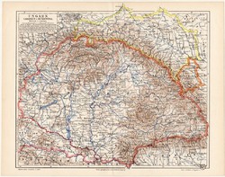 Magyarország, Galícia és Bukovina térkép 1898, lexikon melléklet, német nyelvű, eredeti, Budapest