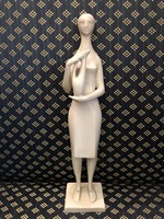 Zsolnay porcelán fehér mázas korsós nő-Török János terve 1960-ból