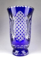 1A614 Hatalmas hibátlan kék kristály váza 30 cm