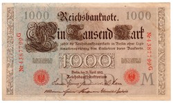 Németország 1000 német birodalmi Márka, 1910, szép