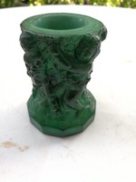 Zöld üveg váza, malachit zöld extra darab