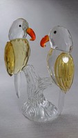 XX.század második felében készült, jelzetlen üveg papagáj pár.