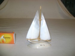Retro "HÉVÍZ" vitorlás hajó kagylóból - szuvenír