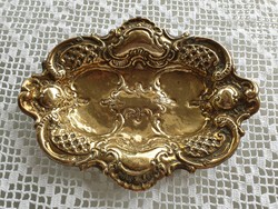 Régi barokk jellegű réz tálca vintage fémtálca