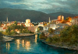 Lantos György: Mostar éjjel 70x100 cm
