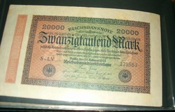 20000 márka német 1923 as  bankjegy papirpénz 1 forintról Kiárusítás jó licitálást