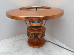 Vörösréz ötvösmunka, retro iparművészeti asztali / éjjeli lámpa