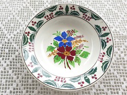 Régi Wilhelmsburgi falitányér fajansz népi falidísz virágos tányér 