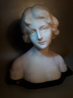 Antik Jugendstil - FRITZ KOCHENDÖRFER - jelzett, eredeti márvány v. alabástrom női büszt mell szobor
