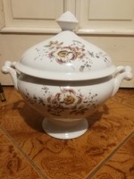 Soup bowl with lid antique beautiful floral ears! Festive elegant luxury from antique. Coma in nature!
