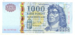 1000 forint 2006 "DA" UNC