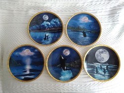 Jelzett, amerikai LENOX 'Moonlight Collection' limitált kiadású dísztányérok, hold, delfin, tenger