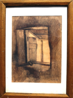 András Csikós (1947-2006): unique pencil drawing of an old barn window
