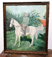 Régi szignós katona festmény akvarell papír AUKCIÓ!! (395)