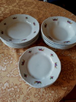 16 db-os gyönyörű virág mintás Zsolnay porcelán tányérkészlet 