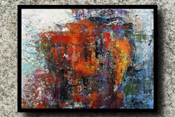 " Vörös mámor "  Koso festmény  ,hatalmas méret 80 x 105 cm ,keretes akció 