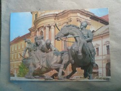 Régi postatiszta képeslap Eger - Végvári harcosok emlékműve