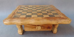Intarziás fiókos fa  sakk asztal 