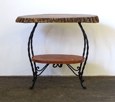 1A811 Retró design tölgyfalapos kovácsoltvas kisméretű asztal