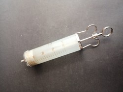 Nagyméretű (max 30cm) hőálló GDR orvosi üveg fecskendő injekció - EP