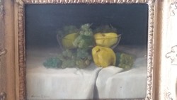 Molnár Z. János: gyümölcs csendélet olaj, karton festmény, szignált, 38 cm