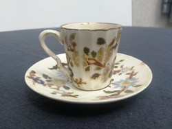Antique Zsolnay coffee cup, with floral pattern on the bottom, in a graceful collection, museum quality! A pair is also for sale