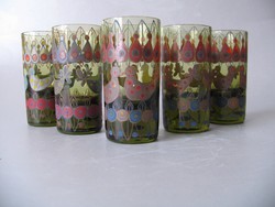 Régi, zománcfestett kispoharak (waldglas)