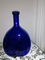 Nagyon régi vastag kék palack lapos nagy méretű