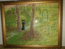 Rippl - Rónai : "Hazatérés séta után" (?) - antik és gyönyörű - 1 forintos aukción.