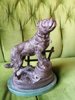 Bronz kutya szobor szignózva C.Valton Hatalmas Antik