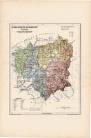 Háromszék vármegye térkép 1904, megye, Nagy - Magyarország, eredeti, Kogutowicz Manó, atlasz
