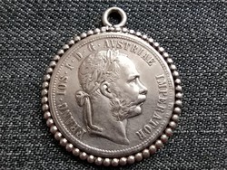 Ausztria Ferenc József .900 ezüst 1 Florin 1878 medál foglalatban / id 23358/