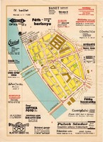 Budapest - IV. kerület térkép 1948, hirdetés, reklám, 24 x 33 cm, főváros, Váci utca, Petőfi - híd