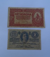 2 darab 2 korona 1914, 1920 Osztrák-Magyar Monarchia